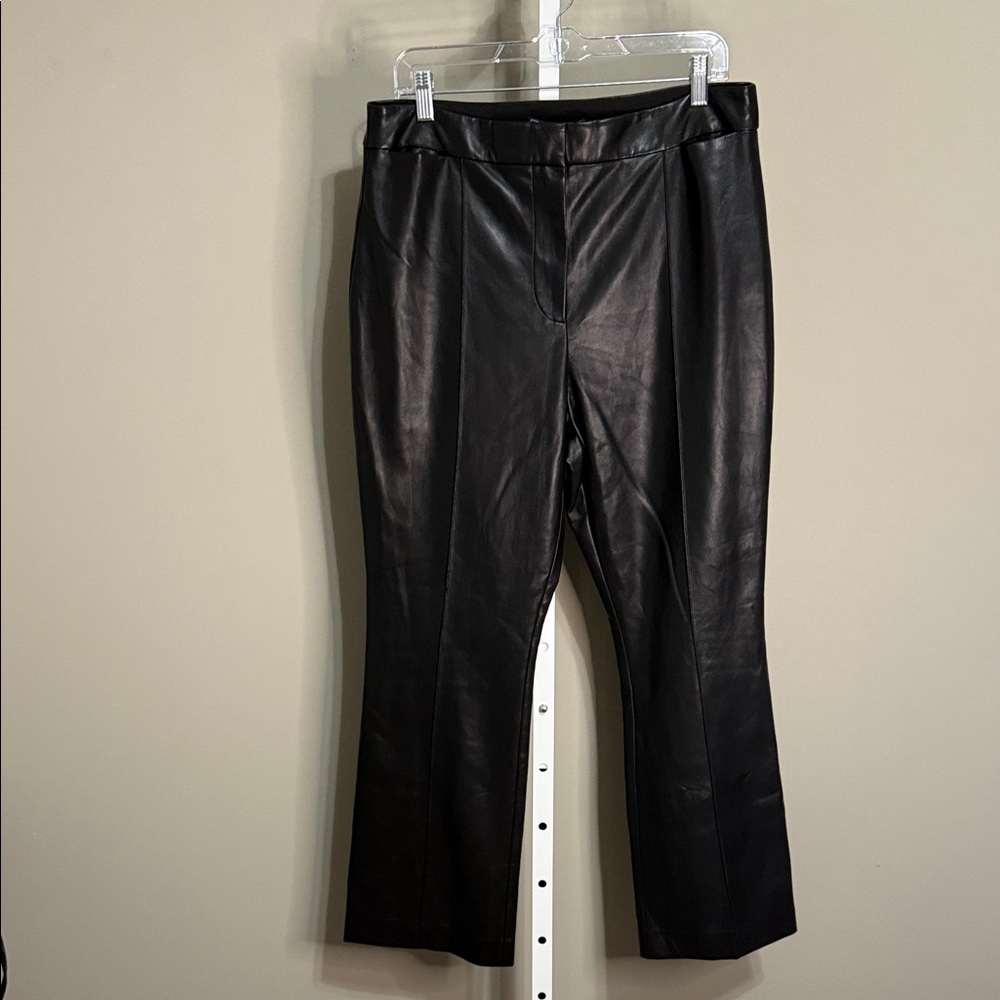 BCBGMAXAZRIA Faux Leather Pants‎ Size 14 NWT Black High Rise Straight Leg